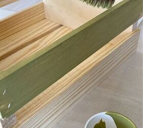 She paints a wooden crate for exquisitely unique table decor