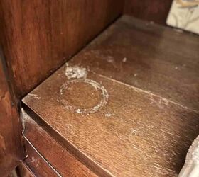 She shares the foolproof way to restore worn and scratched vintage wood pieces like this