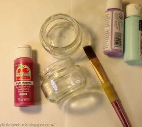 Instead of tossing these little jars, she grabbed some paint for extra-cute storage