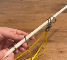 Hang 4 placemats on a tension rod for pretty privacy (in a snap!)