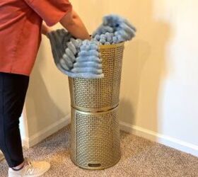 DIY basket side table with hidden storage