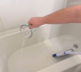 deep clean your shower floor, Rinse the DIY cleaner away to reveal a refreshed stain free shower floor