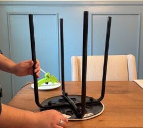 She puts glue around the bottom of a stool for this ridiculously smart storage hack