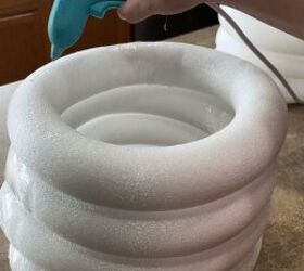 She stacks a bunch of pool noodles on top of each other for this totally wild decor idea