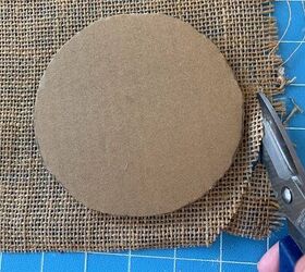 Press a cardboard circle over a piece of burlap for stunning storage