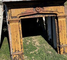 We were seriously blown away with how she revamped this trashed fireplace mantle