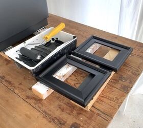 high end file cabinet makeover using simple picture frames