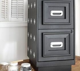 high end file cabinet makeover using simple picture frames