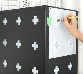 high end file cabinet makeover using simple picture frames