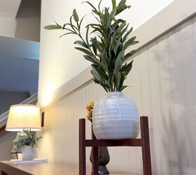 Modern mini plant stand made from Dollar Tree wood blocks