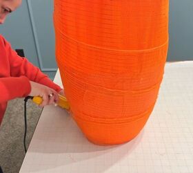DIY carrot decor using cone and floral foam