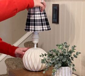 DIY lampshade cover idea using patterned leggings 