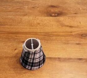 No-sew lampshade transformation using old leggings and hot glue method