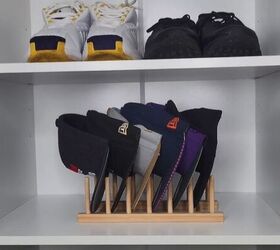 In-cabinet baseball cap organizer