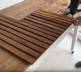 diy coffee station wall, Creating the slatted design