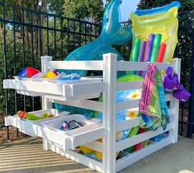 fix outdoor clutter with these spring deals, Freestanding Zippity Pool Float Storage Organizer