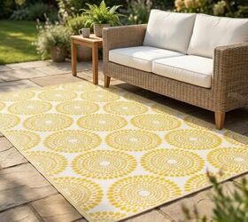 Fab Habitat Outdoor Rug - Waterproof, Fade Resistant, Crease-Free - Premium Recycled Plastic - Floral Medallion - Large Patio, Deck, Sunroom, Camping, RV - Rio - Yellow - 8 x10 ft