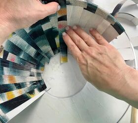 leftover wallpaper scraps turn them into this beautiful decorative bo, Pressing leftover strips of wallpaper to the inside of the DIY wallpaper bowl