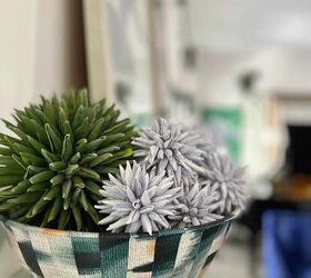 leftover wallpaper scraps turn them into this beautiful decorative bo, A decorative bowl made from leftover wallpaper scraps and filled with spiky orbs