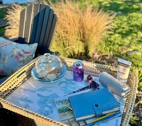 leftover wallpaper scraps turn them into this beautiful decorative bo, A woven basket tray lined with wallpaper