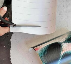 leftover wallpaper scraps turn them into this beautiful decorative bo, Cutting leftover strips of wallpaper for the DIY decorative wallpaper bowl