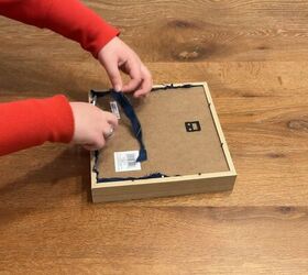 DIY shadow box organizer using denim for textured wall art