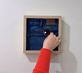 How to make wall decor with storage using old jeans and a shadow box