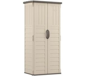 Suncast Vertical Outdoor Storage Shed with All-Weather Construction, Vanilla