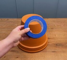Easy painted planter stripes using painter’s tape tutorial
