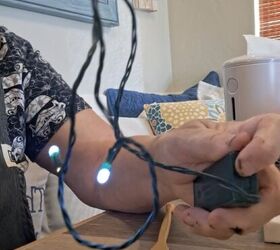 She puts Christmas lights into a pool noodle for this easy and mesmerizing idea