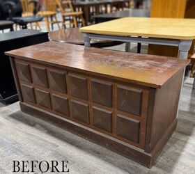 The modern update this vintage thifted blanket box was BEGGING for