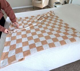 Step by step folding throw blanket into decorative pillow 