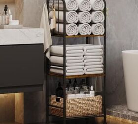 towel storage ideas that make your bathroom feel more like a spa, 4 Towel Racks for Bathroom 3 Tier M Shaped Deta