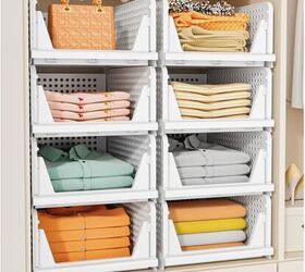 towel storage ideas that make your bathroom feel more like a spa, 7 SNSLXH 5 Pack Stackable Closet Storage Baskets