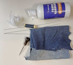 Cut pieces of denim scraps for unexpectedly floral-inspired decor