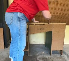 how to turn an old desk into an extra large diy craft desk, Carefully removing back panels