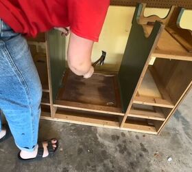 how to turn an old desk into an extra large diy craft desk, Removing top of desk from underneath