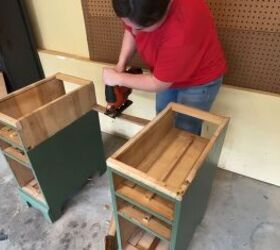 how to turn an old desk into an extra large diy craft desk, Cutting off braces with jigsaw