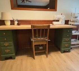 how to turn an old desk into an extra large diy craft desk, DIY craft desk