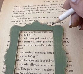 Place a picture frame on an old book page to give your home an elegant touch of whimsy this week