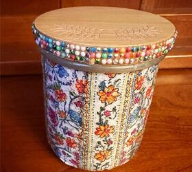 Upcycled Napkin Decoupage OUI Glass Yogurt Jar and How to Organize Wit