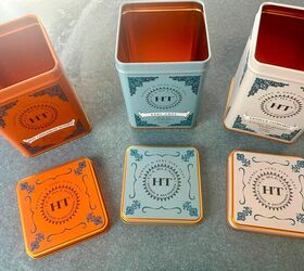 Pour dirt into vintage tea cans to make your kitchen (or any room, really!) so much prettier