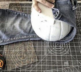 Wrap denim fabric around a pumpkin for easy and fun Halloween decor (can't wait!)