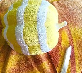 Cut up old beach towels to make decorative pumpkins really stand out
