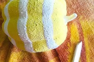 Cut up old beach towels to make decorative pumpkins really stand out