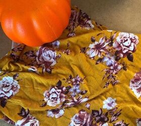 Use fabric scraps to make little styrofoam pumpkins so much more elegant