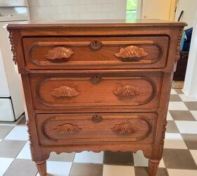how i modified a vintage dresser into a functional kitchen cabinet , Facebook Marketplace vintage Dresser being made into Functional Kitchen Storage