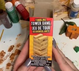Use Jenga blocks for this cute and easy fall decor hack