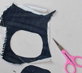 Cut a hole in a denim scrap for some very cute last-minute Halloween swag