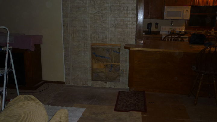 we are getting ready to do a new kitchen remodel and the brick from the old wood, appliances, home improvement, kitchen design, when all was done left with paneling and alot of dust